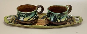 Christian Vocke Australia Two Mugs & Tray with Aboriginal Motifs Circa 1972-1986 - Picture 1 of 23