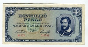 HUNGARY 1.000.000 PENGO 1945 INFLATIONARY ERA - Imagen 1 de 2