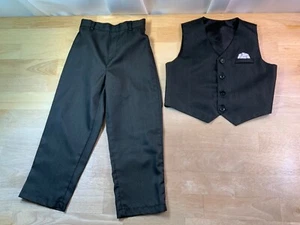 Boy's Dress Pants & Vest Sz 6 in Black with Black Stripes-Nice Looking!* - Picture 1 of 4