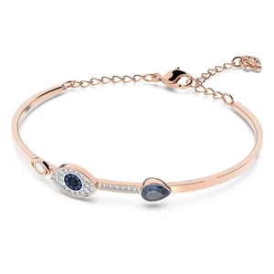 AUTHENTIC Swarovski Symbolica Bangle Bracelet Evil Eye Rose Gold Plated Blue - Picture 1 of 6