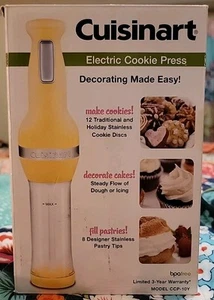 Cuisinart Electric Cookie Press CCP-10Y (Yellow) 8 Tips 12 Discs Tested - CLEAN - Picture 1 of 12