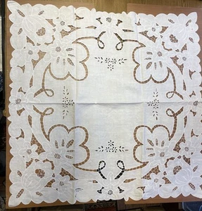 Tischdecke Leinen Baumwolle 85/85cm durchbrochen Soltau - Bild 1 von 4