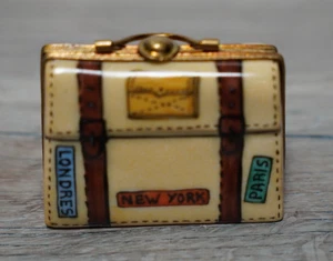 LIMOGES BOX - Satchel or Suitcase with City/Travel Labels - Peint Main/Numbered - Picture 1 of 5
