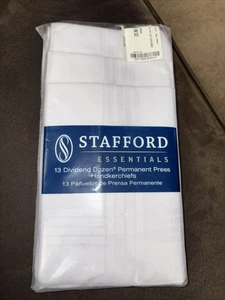 Stafford 13 Dividend Dozen(White) Permanent Press Handkerchiefs NOS - Picture 1 of 4