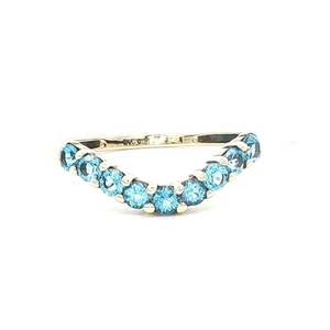 Classic 9ct Gold Blue Topaz Wishbone Ring - Picture 1 of 3