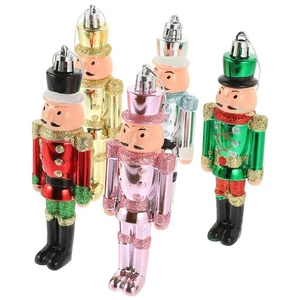  5 Pcs Christmas Decor Nutcrackers Tree Ornaments Hanging Plastic - Picture 1 of 12