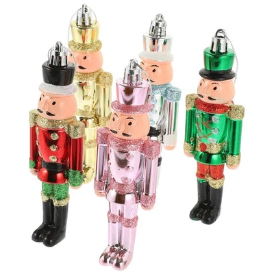  5 Pcs Christmas Decor Nutcrackers Tree Ornaments Hanging Plastic - Image 1 of 4