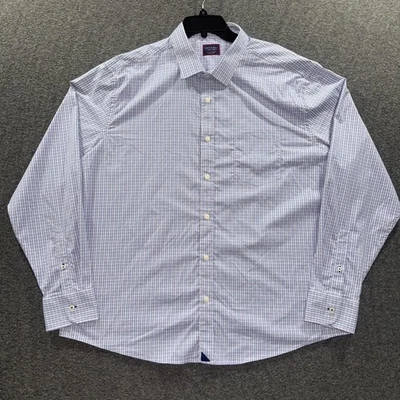 Camisa masculina UNTUCKit 3XL azul rosa xadrez Dalton botão para baixo desempenho elástico - Imagem 1 de 4