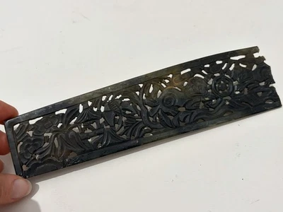 Fragmento de panel de perro Foo verde jade tallado chino rescatado  Foto 1 de 4