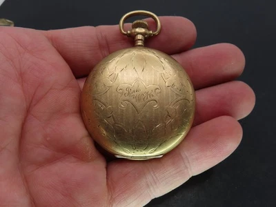 1920 Elgin 301 Pocket Watch, 7j 12s, 25-yr 14K Gold Filled Hunting, Repair - Image 1 of 4