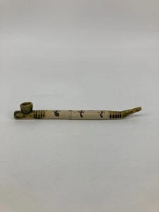 Rara Pipa Kiseru Giapponese Ceramica Strumento per Fumare Tabacco Antico - Foto 1 di 24