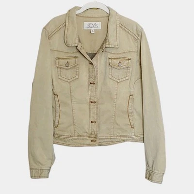 Chaqueta para mujer Ryan Michael de mezclilla tostada envejecida 100 % algodón Trucker Western Foto 1 de 4