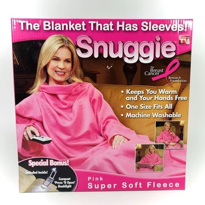 Vintage Snuggie Sleeves Pink New In Box Breast Cancer Society No Reading Light - Image 1 of 4