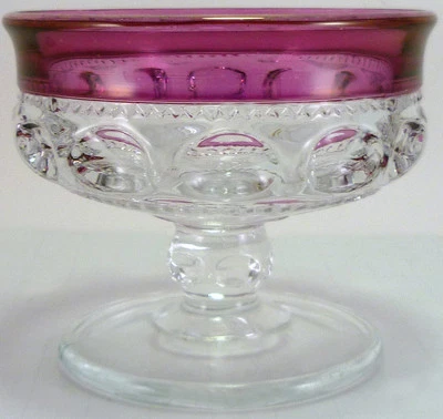 Tiffin Glass Clear Crystal Light Ruby Stain Kings Crown Sherbet Cup   /s - Image 1 of 4