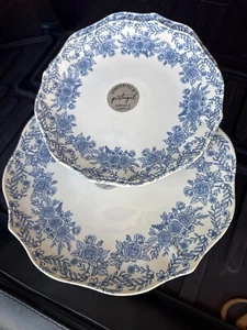 Matceramica Stoneware Blue Rose Dinner Salad Plates S/8 ~New~ - Picture 1 of 5
