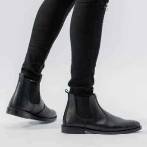 Handmade Pull On Black Chelsea Boot, Leather High Ankle Boot, Dress Boot For Men - Picture 1 of 3