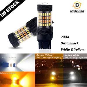 7443 7440 7444 LED Turn Signal Switchback White/Amber DRL Parking Light Bulbs - Bild 1 von 22