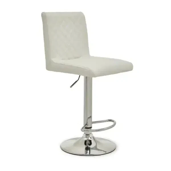 White Chrome Bar Stool Swivel Adjustable PU Leather Kitchen Island Chair - Image 1 of 4