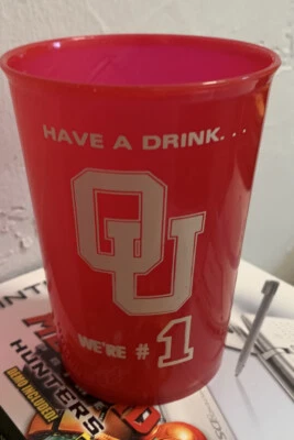 Vintage  Plastic Collector Have A Drink We’re #1 Cup Oklahoma Sooners OU Norman - Image 1 of 4