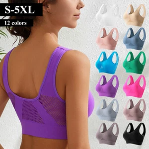 Womens Padded Sports Bra Seamless Wireless Breathable Comfort Sleepwear Bras - Picture 1 of 33