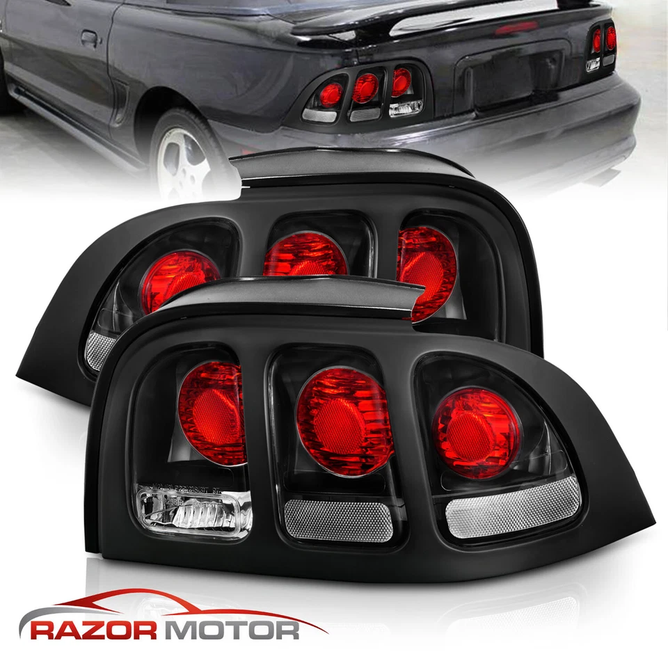1994 1995 1996 1997 1998 Para Ford Mustang Preto Vermelho Luzes Traseiras de Freio Par de Lâmpadas - Imagem 1 de 4