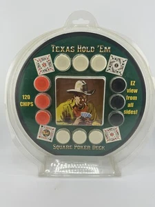 Texas Hold’ Em , Square Poker Deck, 120 Chips, Cowboy Themed, EZ View,2005 - Picture 1 of 2