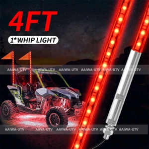 4ft Red Lighted LED Whip Antenna Light Flag Pole For Polaris RZR ATV UTV Buggy - Picture 1 of 9