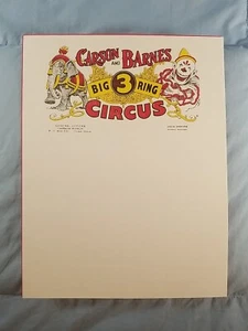Vintage 1960s? Carson & Barnes 3 Ring Wild Animal Circus Letterhead Blank Sheet - Picture 1 of 2