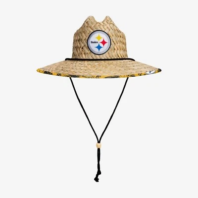 Pittsburgh Steelers FOCO Team LOGO Floral Straw Hat Sun Cap - Image 1 of 2