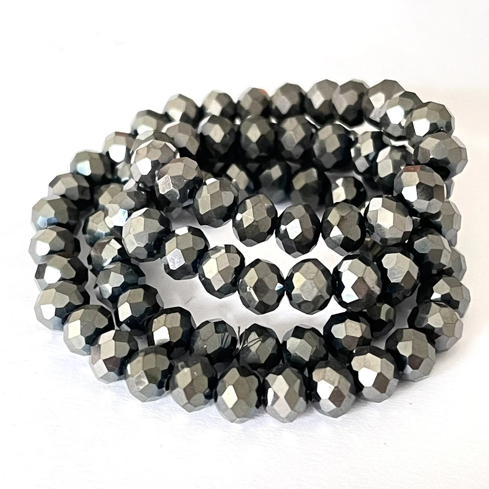 Kristallperlen Glasschliffperlen Perlen Rondell Graphit 6x5mm 86 Stück - Bild 1 von 1