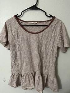 Luck Brand Womens Size Medium Brown Stripe Pull Over Top - Picture 1 of 5