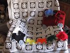 New Children's Kids Child's Crocheted Afghan Throw Blanket with Train Play Set