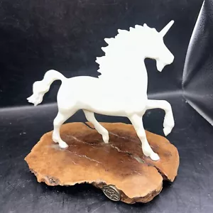 Vintage John Perry Unicorn White Wood Sculpture Figurine 7.5” Tall - Picture 1 of 9