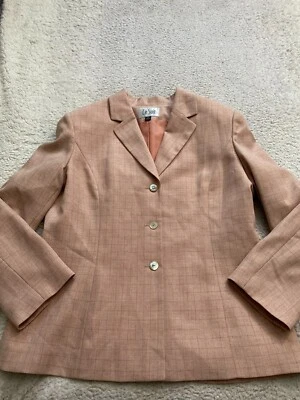 Blazer Le Suit Mujer Cuadros Manga Larga Rosa-Naranja Talla 18 Foto 1 de 4