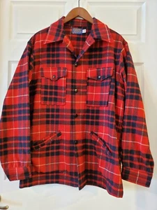 Pendleton Mackinaw Cruiser Jacket Wool Shacket Plaid Red Buffalo Classic - Picture 1 of 9