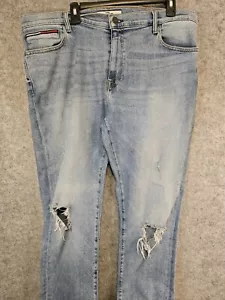Tommy Hilfiger Men's Jeans 40X32 Light Wash Distressed Stretch Leg Baggy Grunge - Picture 1 of 13