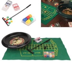 16 inch Roulette Wheel Latout Set Pad Felt Chip Rake Mat for Casino Party Game - Picture 1 of 13