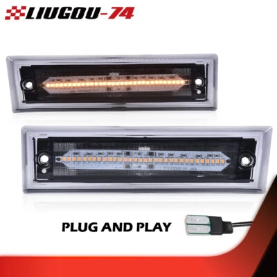 Fit For 81-91 Chevrolet C10 C20 C30 GMC Amber LED Front Marker Light Smoked Lens Foto 1 de 4