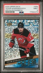 2020 Upper Deck Young Guns Speckled Rainbow Yegor Sharangovich RC PSA 9  #489
