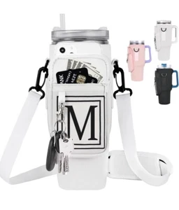 Water Bottle Carrier Bag with Phone Pocket Water Bottle Holder 40oz White NEW - Picture 1 of 9
