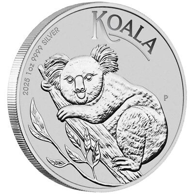 Silver Coin  9999 % 1 Ounce Australian 2025 Koala Perth Mint Bullion in Capsule - Image 1 of 3