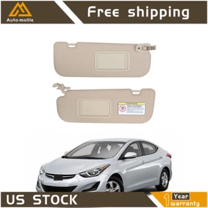 Sun Visor W/Mirror Beige RH+LH Side 2Pcs For Hyundai Elantra MD 2011-2014 2015 - Picture 1 of 9