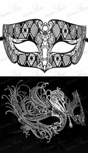 Máscaras de mascarada de boda de plata His & Her, máscara de filigrana negra para hombre - Imagen 1 de 1