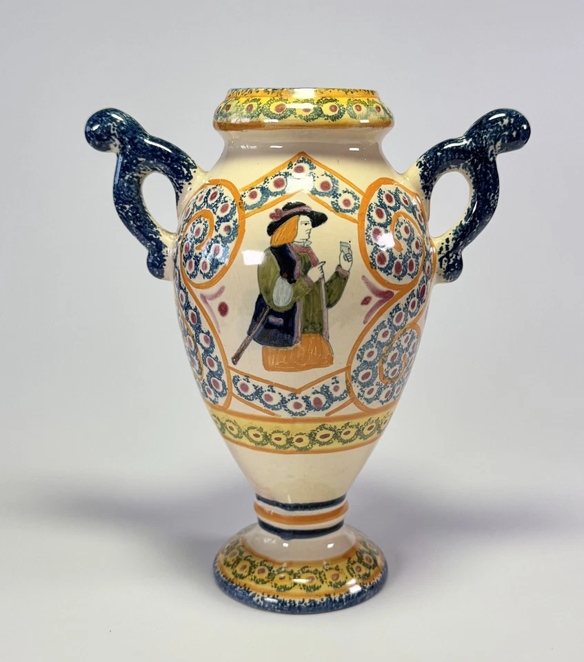 HENRIOT QUIMPER DOUBLE HANDLED Urn Vase Ceramic ~ Signed ~ France - Image 1 of 4