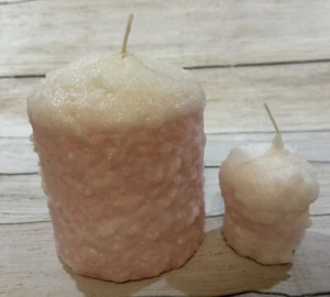 Lot of 2 Warmglow Cake Candles Large & Votive Size Never Burned Pink White Tub10 - Picture 1 of 6