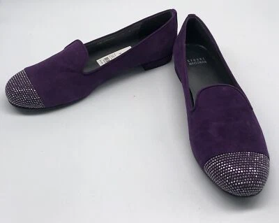 Stuart Weitzman Purple Suede Round Toe Loafer Flat w/ Embellished Toe sz 7M NWOB - Image 1 of 4