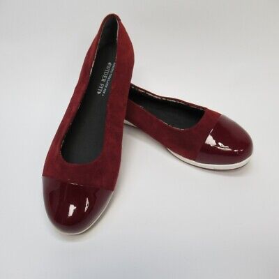 Hotter Shoes UK 5 1/2 Angel Slip On Rosso Camoscio Piatto Comfort Dettaglio Pelle Verniciata • 36.27€