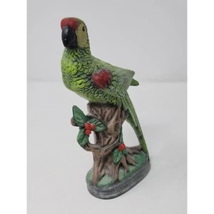 Bellissima statua pappagallo vintage in ceramica foglie di agrifoglio e bacche - Foto 1 di 11