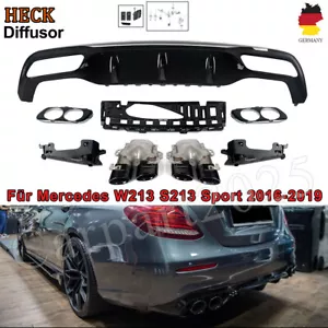 Difusor trasero E53 doble óptica se adapta a Mercedes W213 S213 labio negro brillante - Imagen 1 de 14