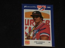 JOSE CANSECO 1985 BURGER KING HUNTSVILLE STARS SIGNED AUTOGRAPHED CARD A'S